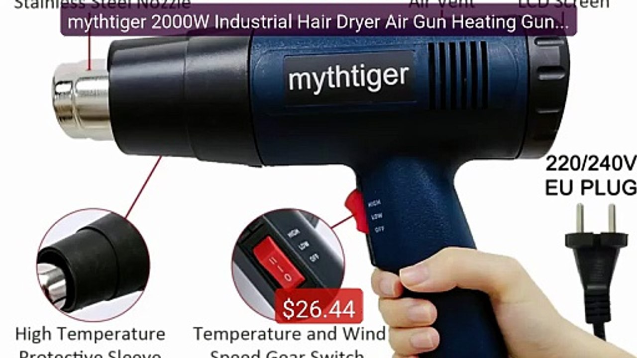 mythtiger 2000W Industrial Hair Dryer Air Gun Heating Gun Air... -- Amazing Value 2026 | Must Have!