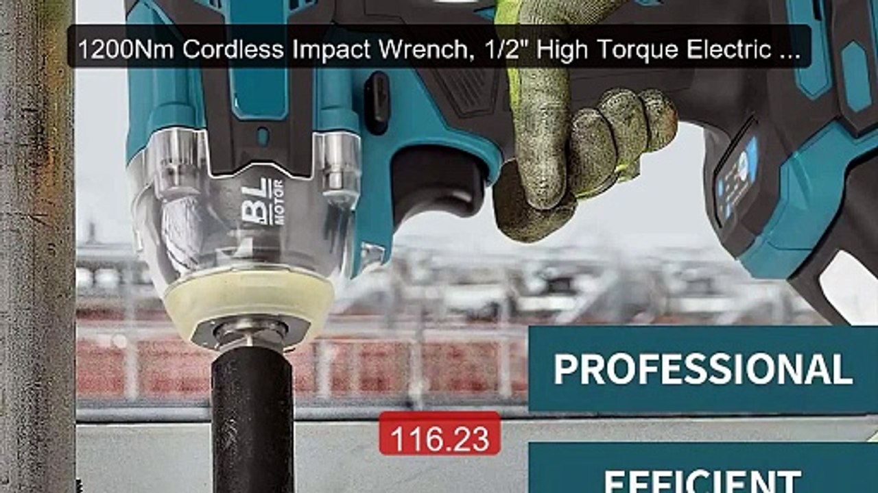 1200Nm Cordless Impact Wrench, 1/2" High Torque Electric Gun For Ma... -- Top Rated 2026 | Buy Now!