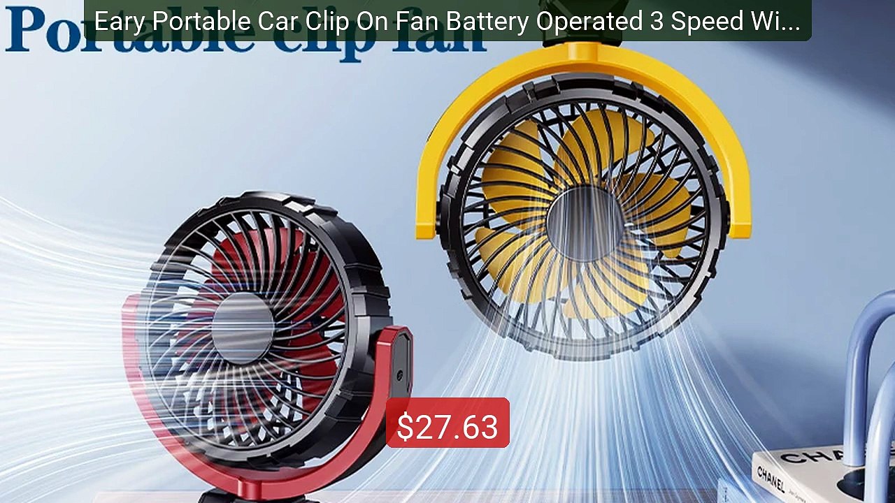 Eary Portable Car Clip On Fan Battery Operated 3 Speed Wind 90... -- Hot Deal 2026 | Limited Offer!