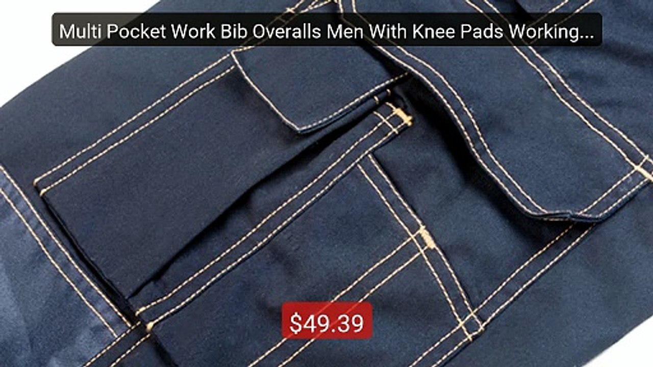 Multi Pocket Work Bib Overalls Men With Knee Pads Working Uni... -- Amazing Value 2026 | Must Have!