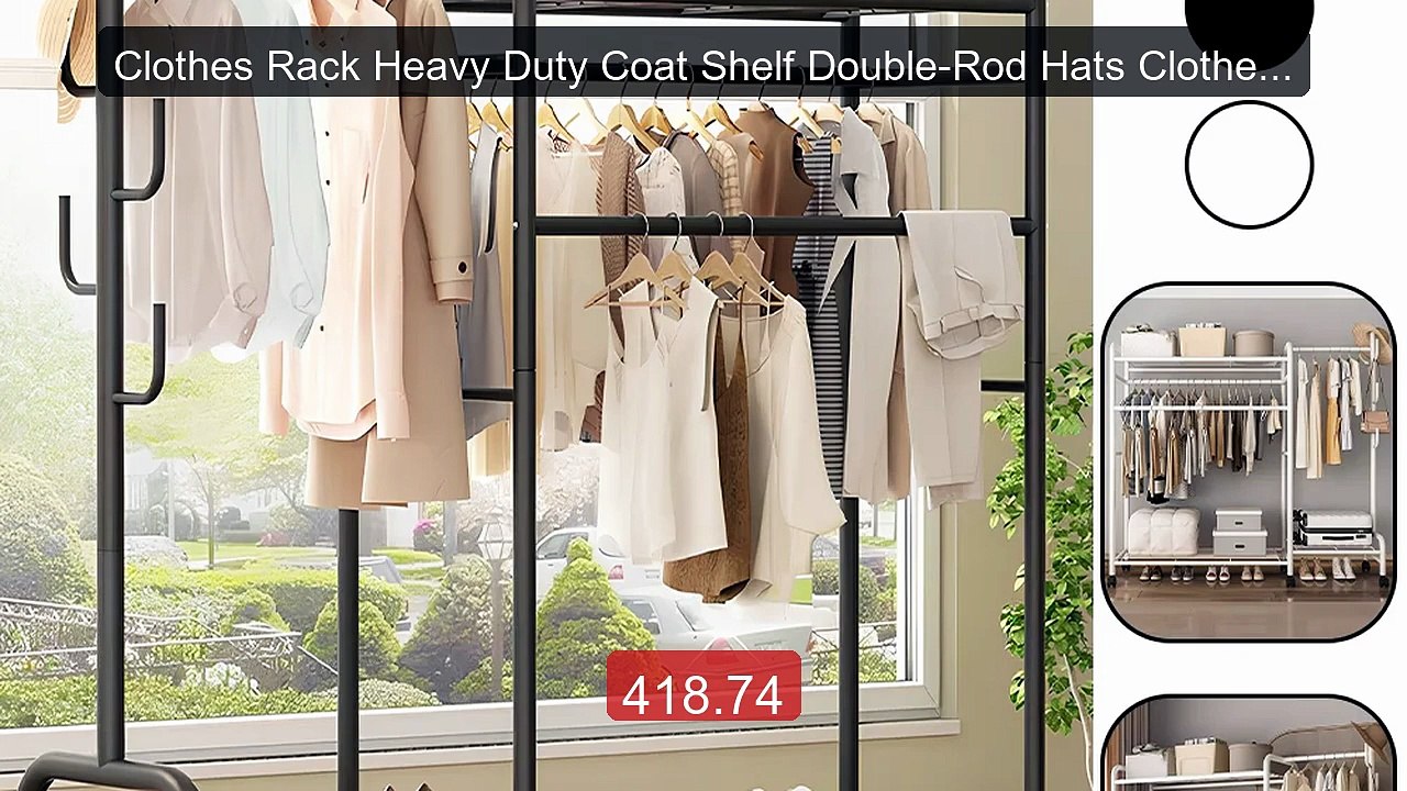 Clothes Rack Heavy Duty Coat Shelf Double-Rod Hats Clothes Ra... -- Amazing Value 2026 | Must Have!
