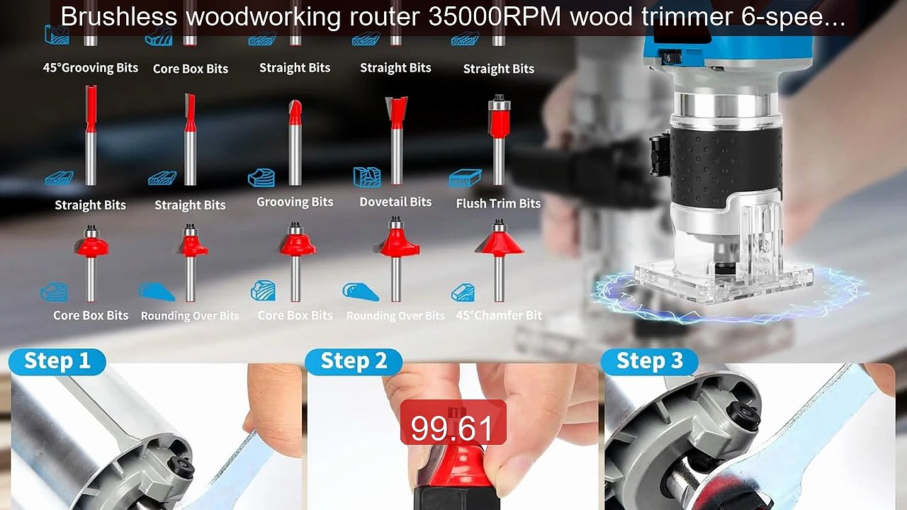 Brushless woodworking router 35000RPM wood trimmer 6-speed electric... -- Top Rated 2026 | Buy Now!