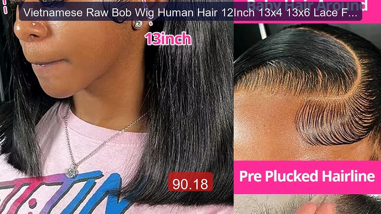 Vietnamese Raw Bob Wig Human Hair 12Inch 13x4 13x6 Lace Fronta... -- Hot Deal 2026 | Limited Offer!