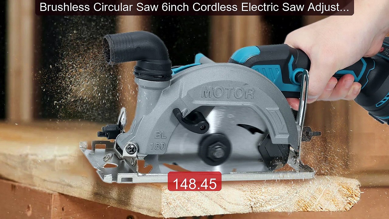 Brushless Circular Saw 6inch Cordless Electric Saw Adjustable... -- Amazing Value 2026 | Must Have!