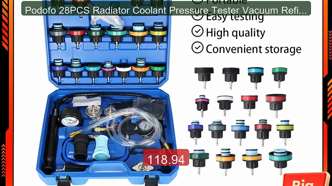 Podofo 28PCS Radiator Coolant Pressure Tester Vacuum Refill... -- Top Pick 2026 | Unbeatable Price!