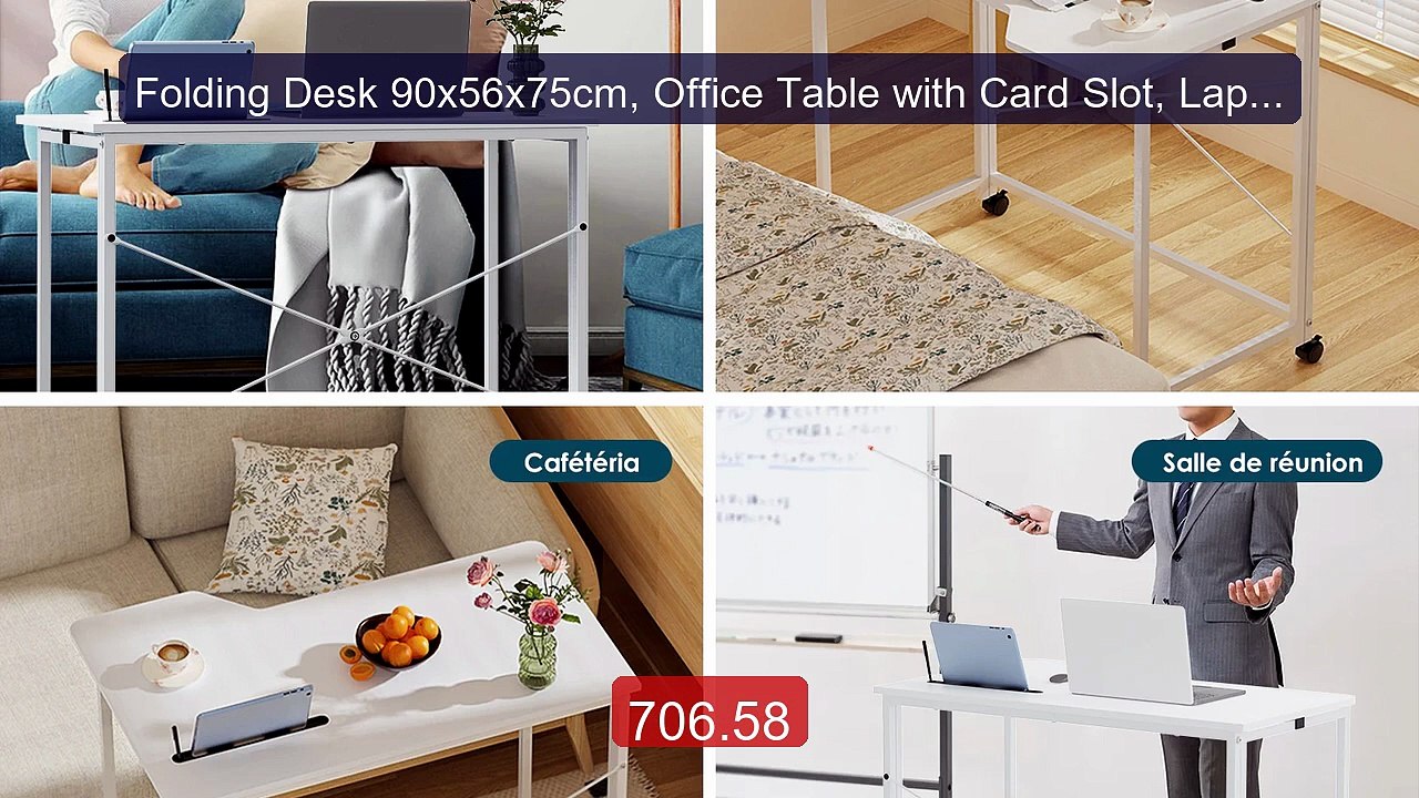 Folding Desk 90x56x75cm, Office Table with Card Slot, Laptop Desk ... -- Best Deal 2026 | Shop Now!