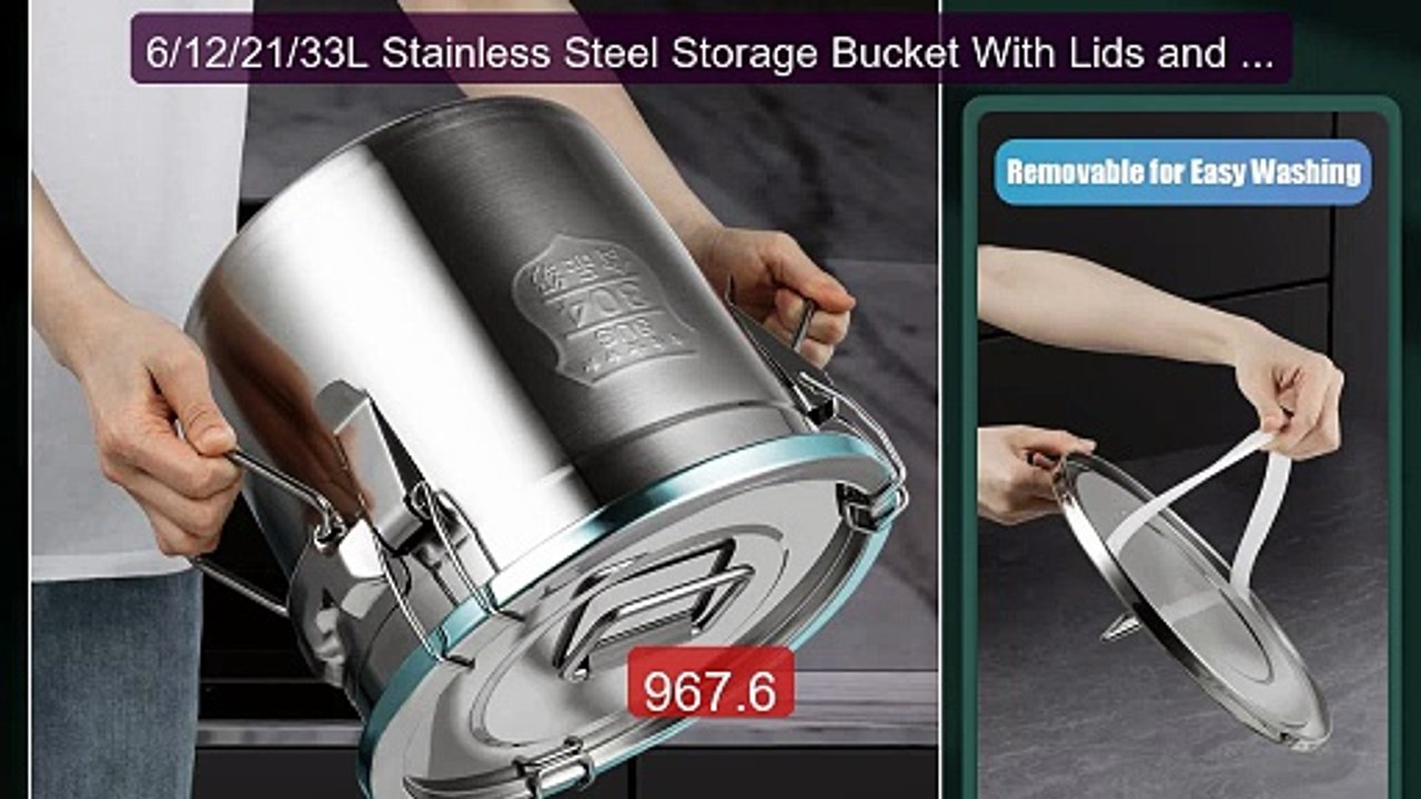 6/12/21/33L Stainless Steel Storage Bucket With Lids and 3 Stu... -- Best Buy 2026 | Great Quality!