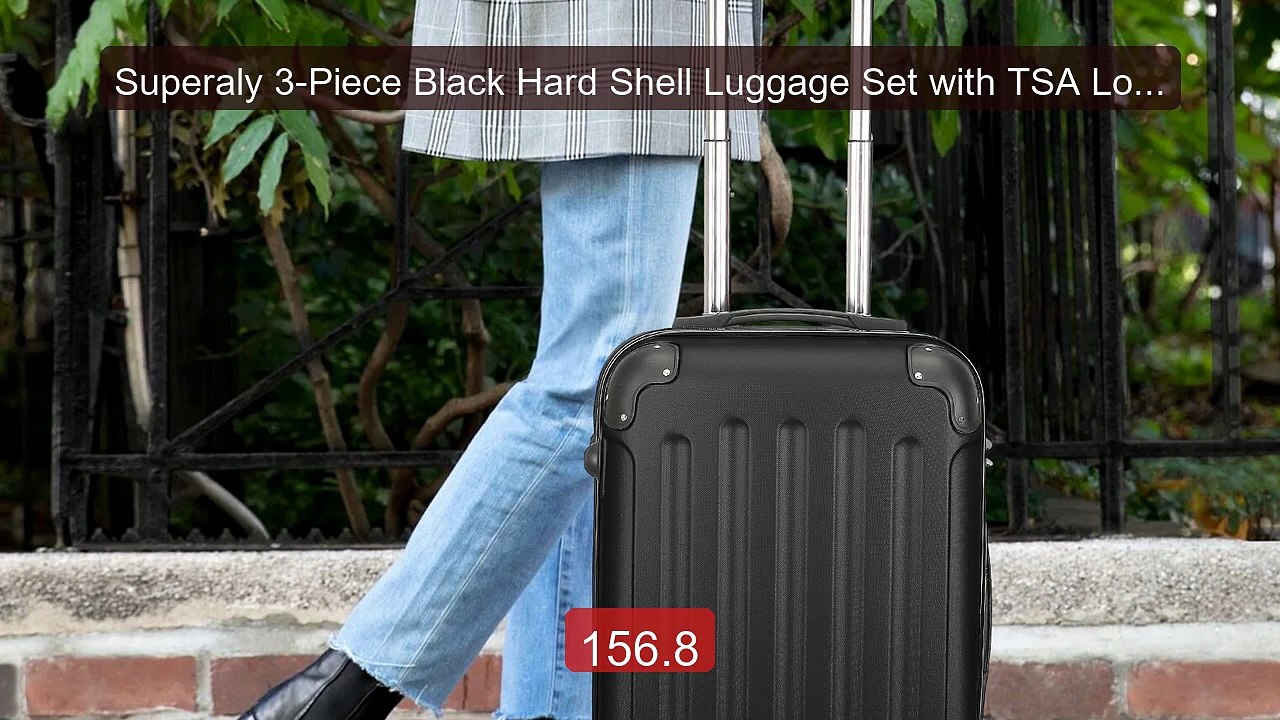 Superaly 3-Piece Black Hard Shell Luggage Set with TSA Lock, ... -- Amazing Value 2026 | Must Have!