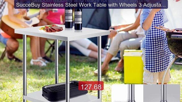 SucceBuy Stainless Steel Work Table with Wheels 3 Adjustable Height... Top Rated 2026 | Buy Now!