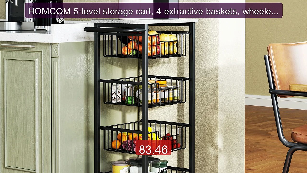 HOMCOM 5-level storage cart, 4 extractive baskets, wheeled se... -- Amazing Value 2026 | Must Have!