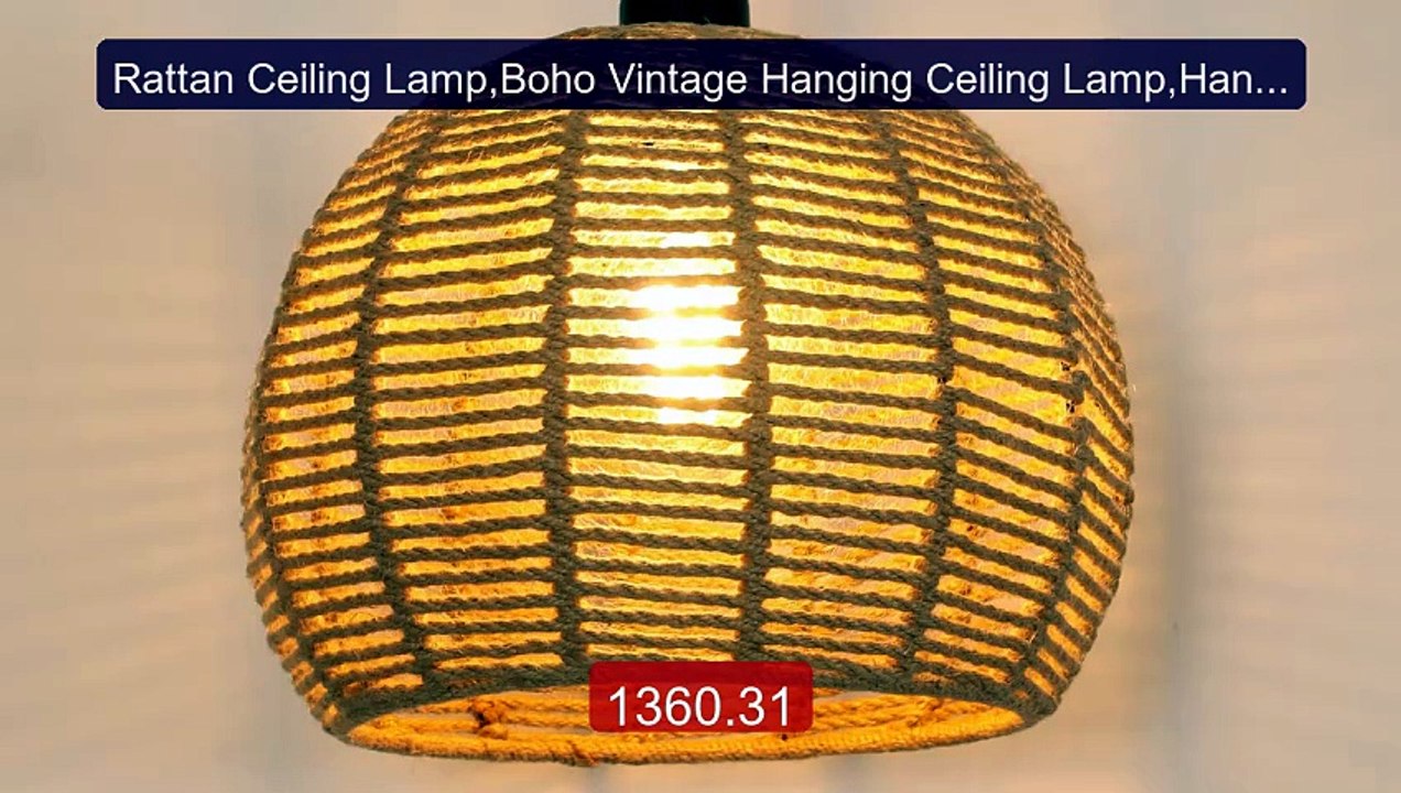 Rattan Ceiling Lamp,Boho Vintage Hanging Ceiling Lamp,Hand Wov... -- Hot Deal 2026 | Limited Offer!