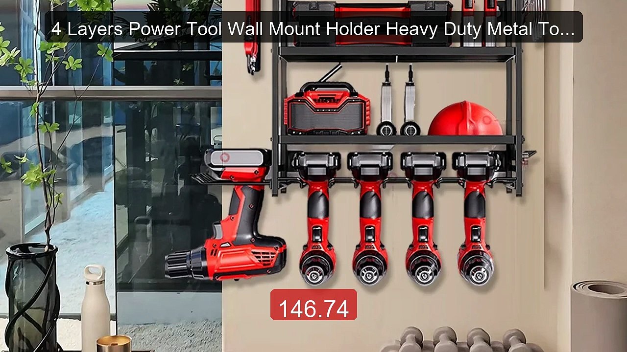 4 Layers Power Tool Wall Mount Holder Heavy Duty Metal Tool Sh... -- Best Buy 2026 | Great Quality!