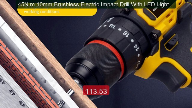 45N.m 10mm Brushless Electric Impact Drill With LED Light Cor... Amazing Value 2026 | Must Have!