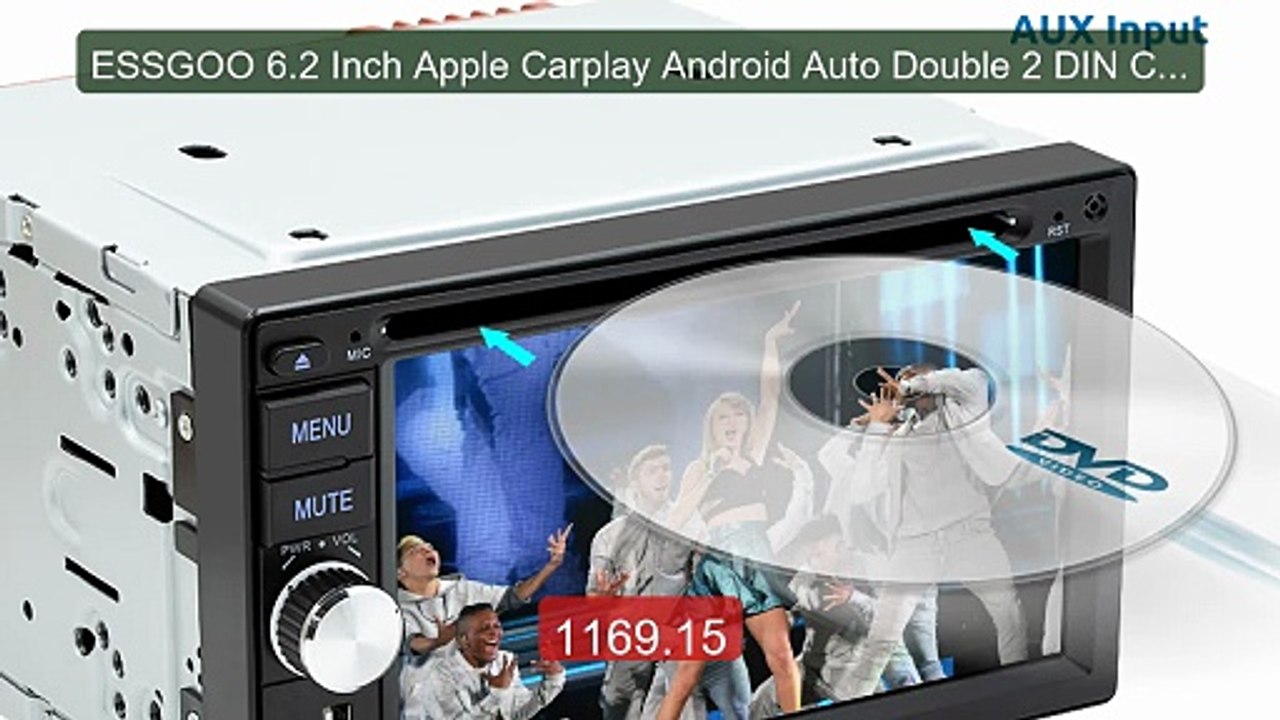 ESSGOO 6.2 Inch Apple Carplay Android Auto Doub...