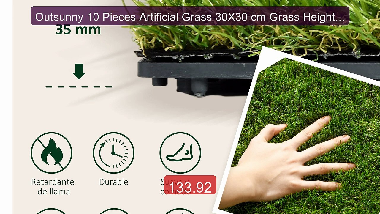 Outsunny 10 Pieces Artificial Grass 30X30 cm Grass Height 25 ... -- Amazing Value 2026 | Must Have!