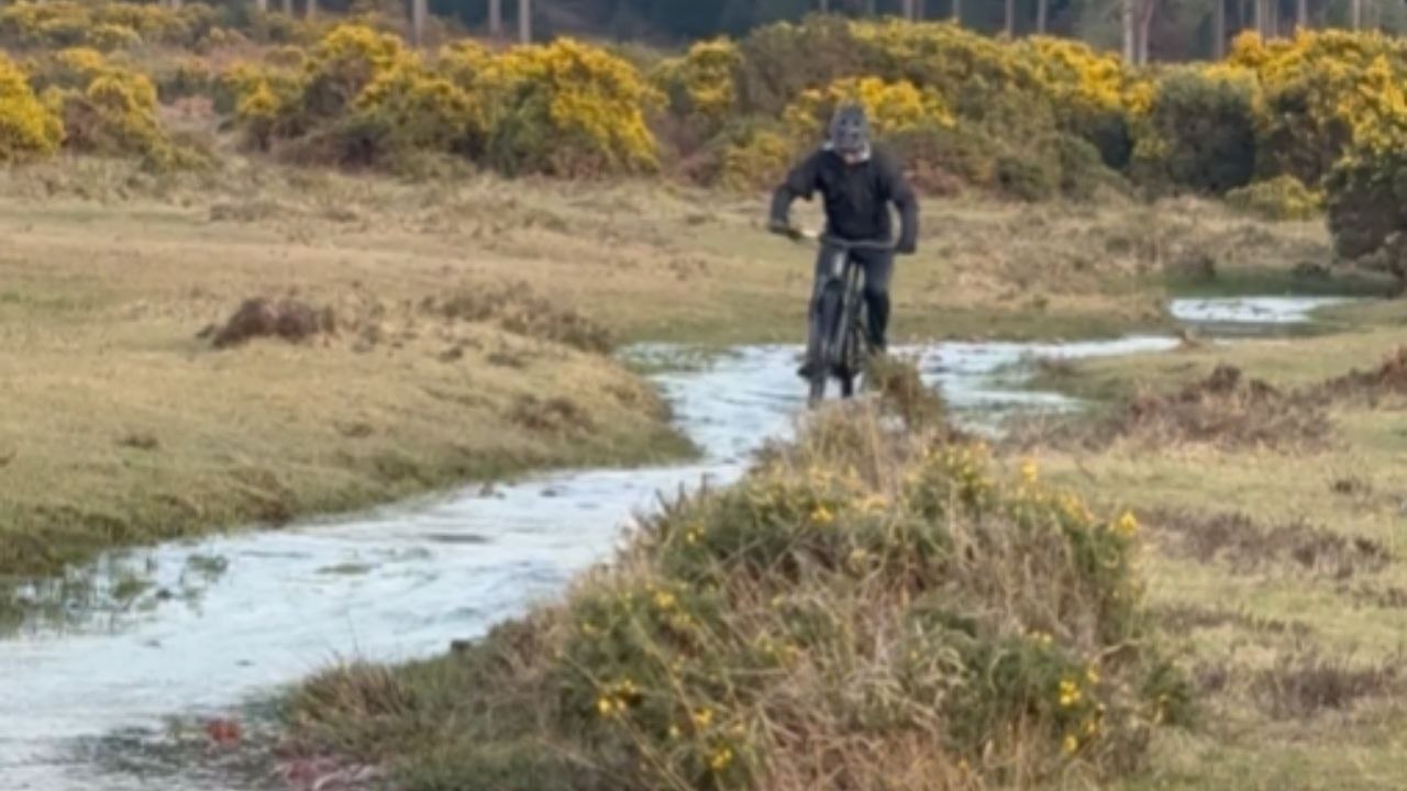 Boy Falls Into Stream While Riding An E-Bike