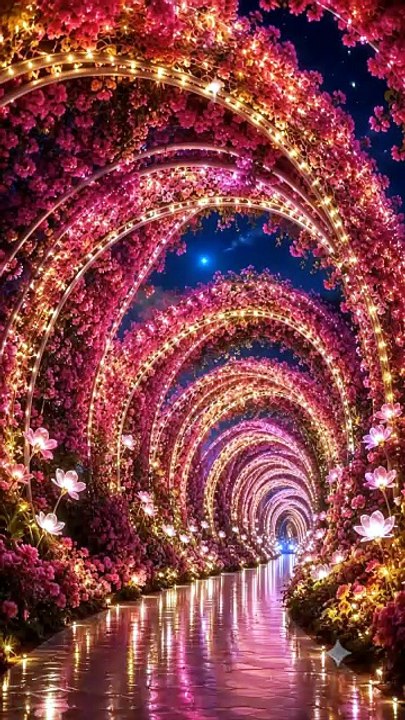 A spiral floral pathway.