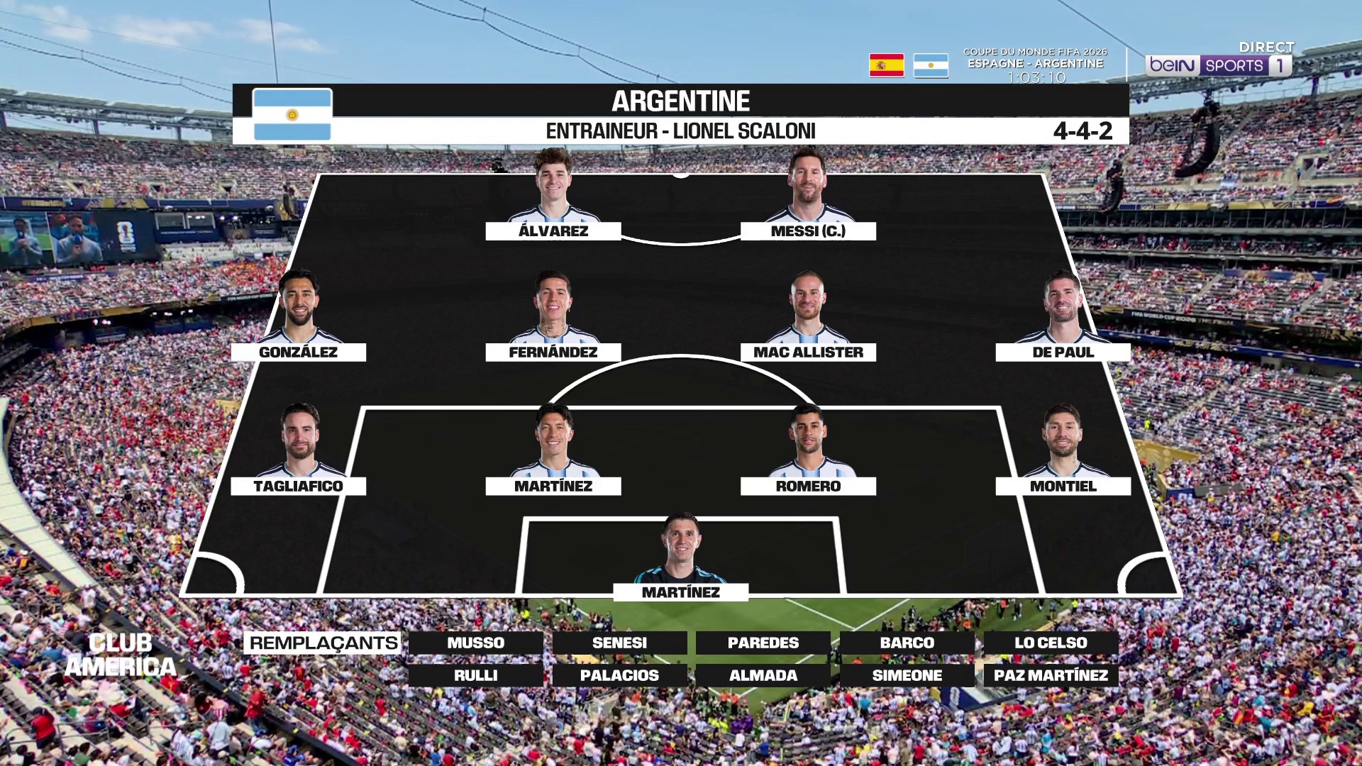 Coupe du Monde 2026 : les compositions officielles de Argentine-Espagne !