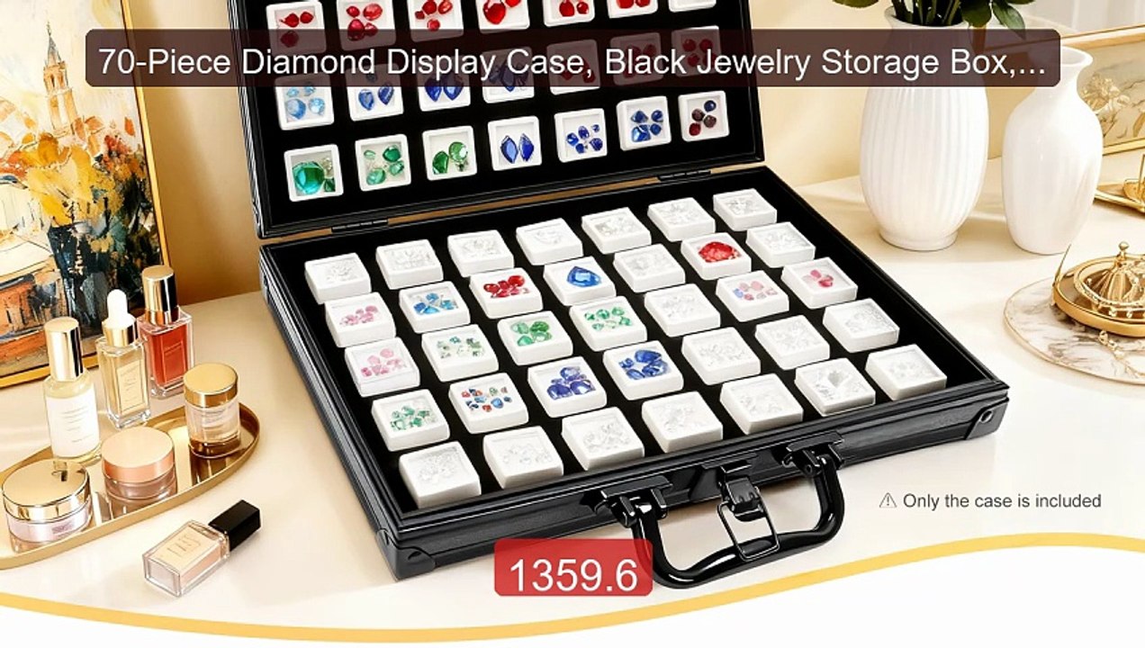 70-Piece Diamond Display Case, Black Jewelry Storage Box, 30x24x6.5... -- Top Rated 2026 | Buy Now!