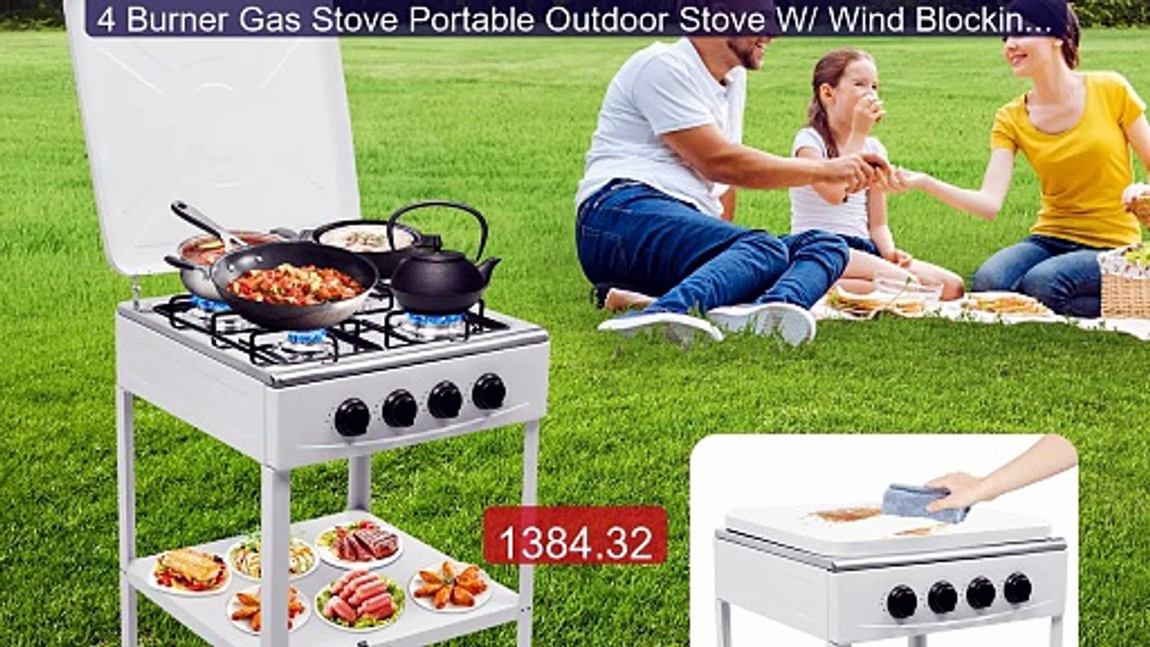 4 Burner Gas Stove Portable Outdoor Stove W/ Wind Blocking Cover N... -- Best Deal 2026 | Shop Now!