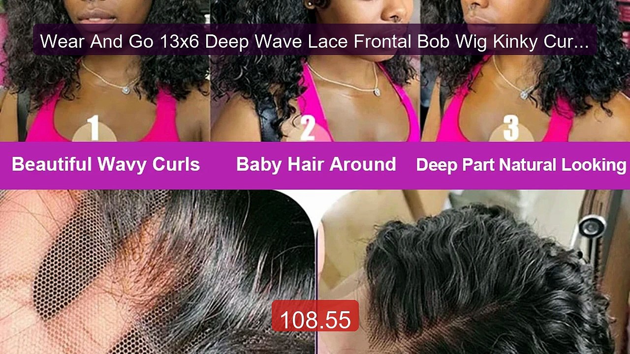 Wear And Go 13x6 Deep Wave Lace Frontal Bob Wig Kinky Curly Gl... -- Best Buy 2026 | Great Quality!
