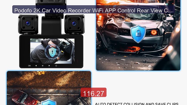 Podofo 2K Car Video Recorder WiFi APP Control Rear View Camera... Best Buy 2026 | Great Quality!