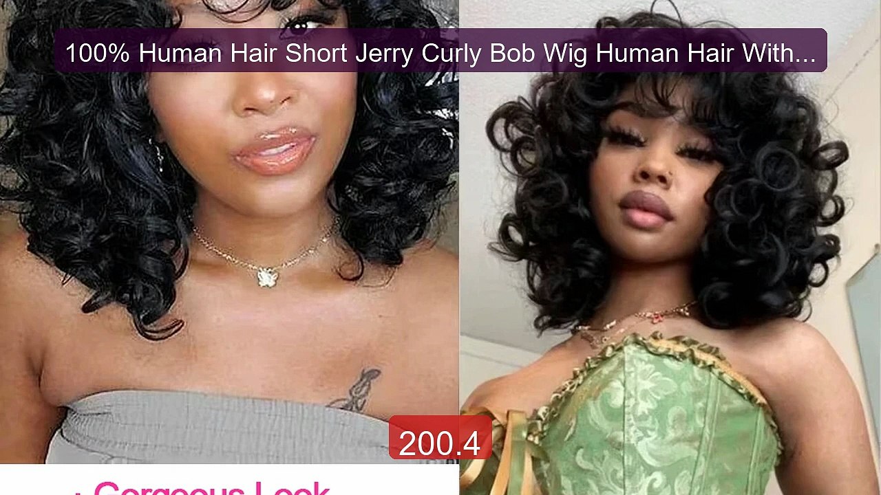 100% Human Hair Short Jerry Curly Bob Wig Human Hair With Bangs Rea... -- Top Rated 2026 | Buy Now!