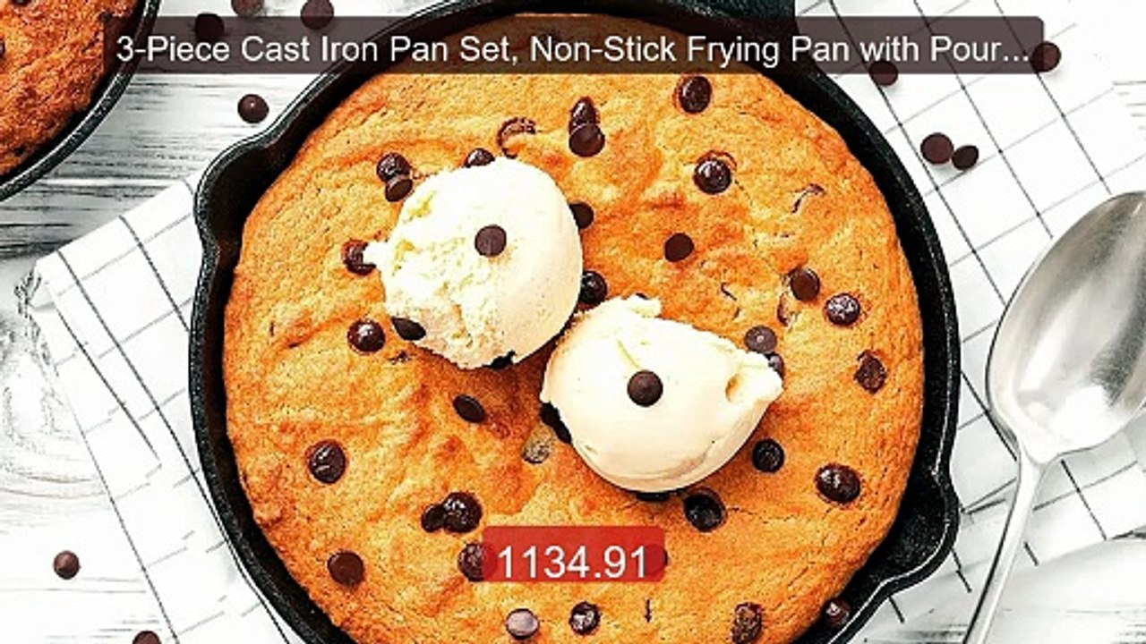 3-Piece Cast Iron Pan Set, Non-Stick Frying Pan with Pour Spout, G... -- Best Deal 2026 | Shop Now!