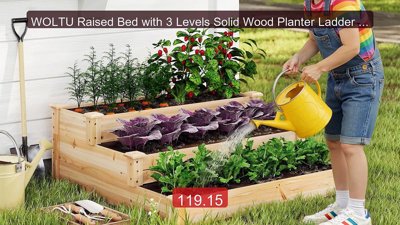 WOLTU Raised Bed with 3 Levels Solid Wood Planter Ladder Stand for... -- Best Deal 2026 | Shop Now!