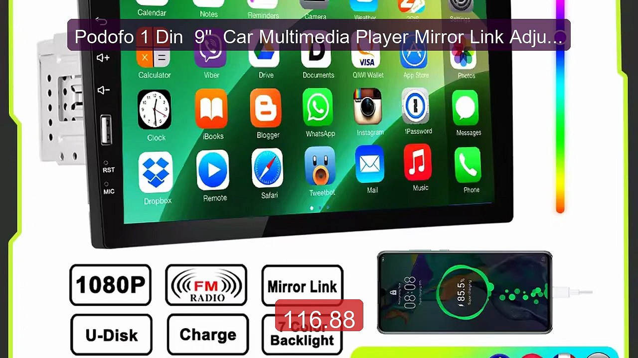 Podofo 1 Din  9''  Car Multimedia Player Mirror Link Adjust... -- Top Pick 2026 | Unbeatable Price!