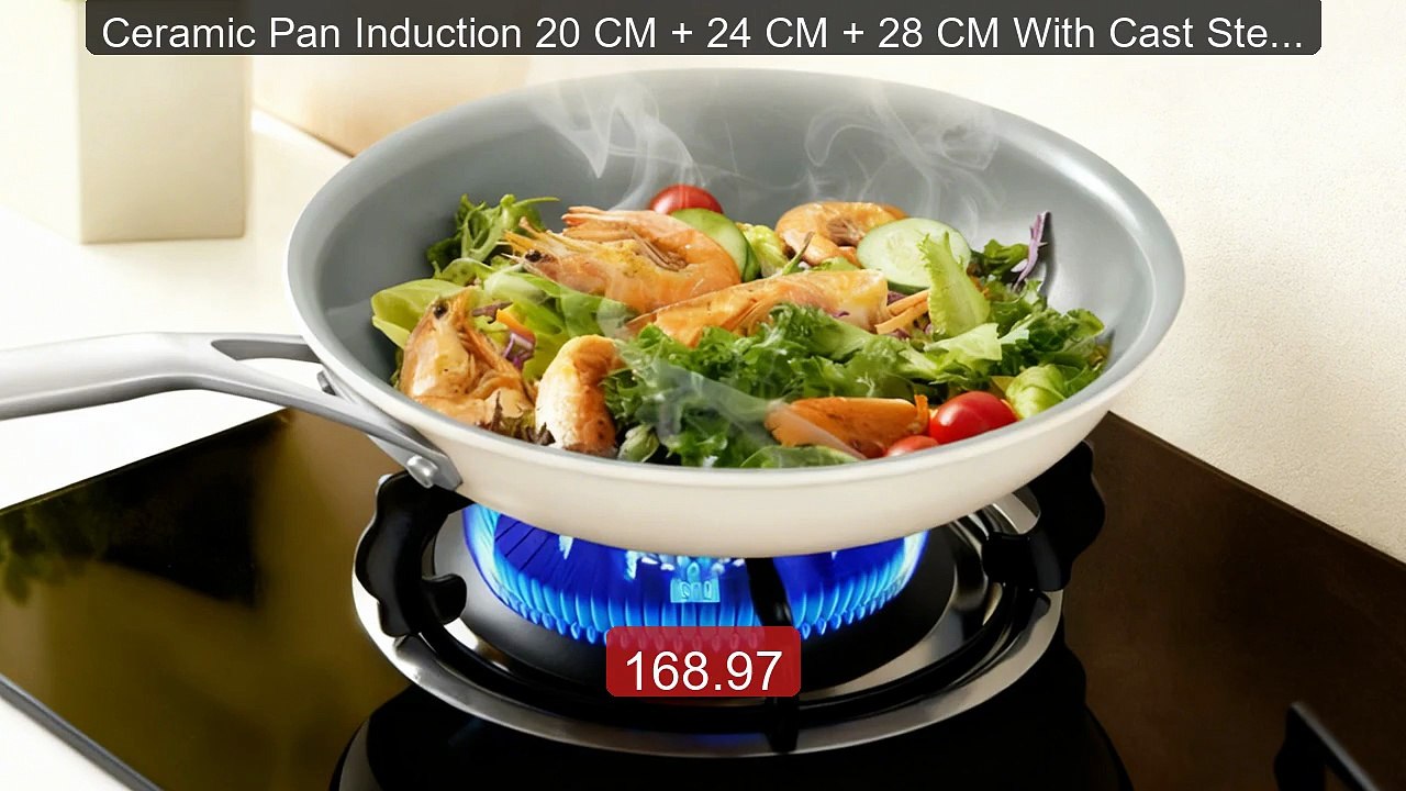 Ceramic Pan Induction 20 CM + 24 CM + 28 CM Wit...
