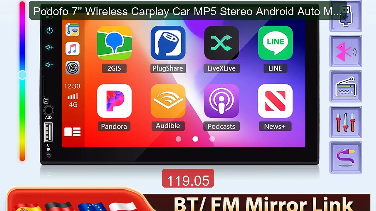Podofo 7'' Wireless Carplay Car MP5 Stereo Android Auto Mirro... -- Amazing Value 2026 | Must Have!