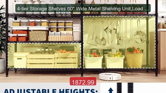 4-tier Storage Shelves 60 Wide Metal Shelving Unit,Load 1060LBS, ... Best Deal 2026 | Shop Now!