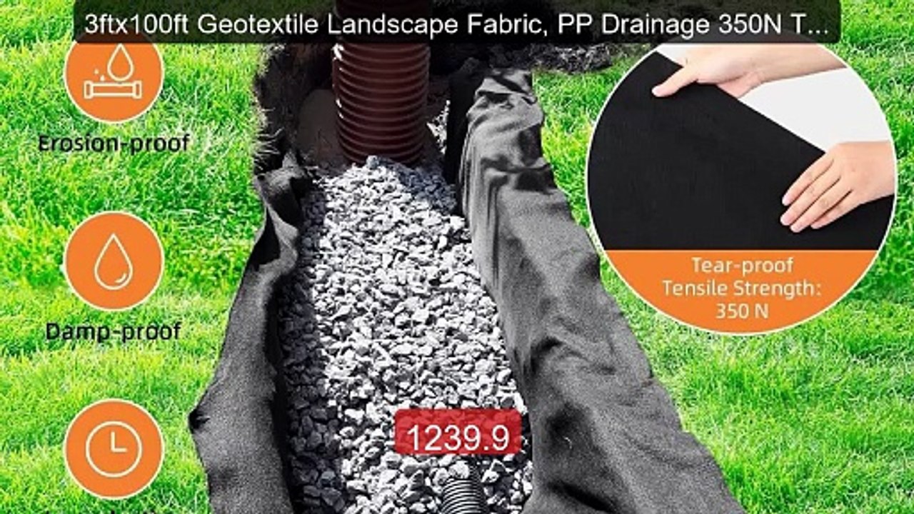 3ftx100ft Geotextile Landscape Fabric, PP Drainage 350N Tensile Str... -- Top Rated 2026 | Buy Now!