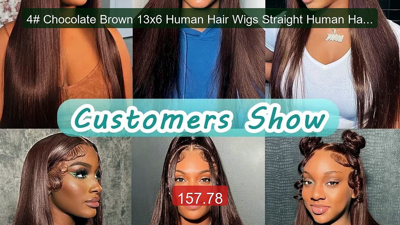 4# Chocolate Brown 13x6 Human Hair Wigs Straight Human Hair Wi... -- Hot Deal 2026 | Limited Offer!