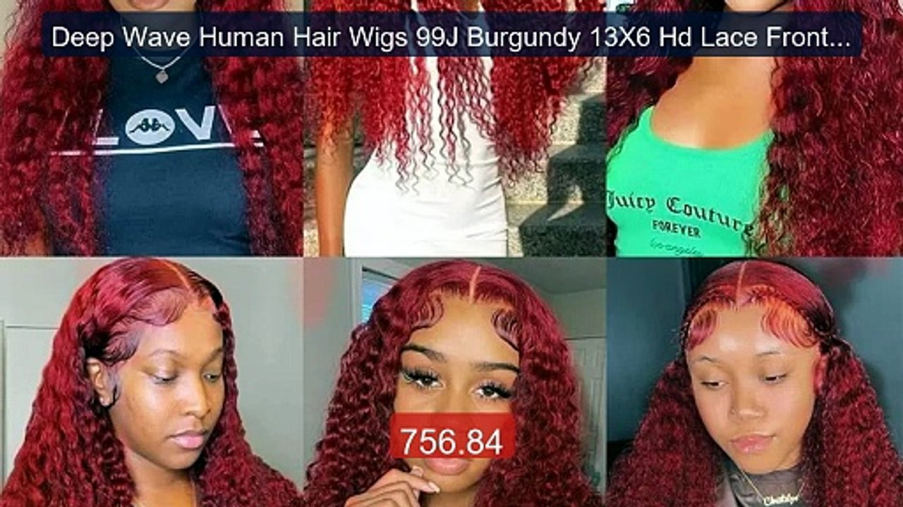 Deep Wave Human Hair Wigs 99J Burgundy 13X6 Hd Lace Frontal Wi... -- Hot Deal 2026 | Limited Offer!