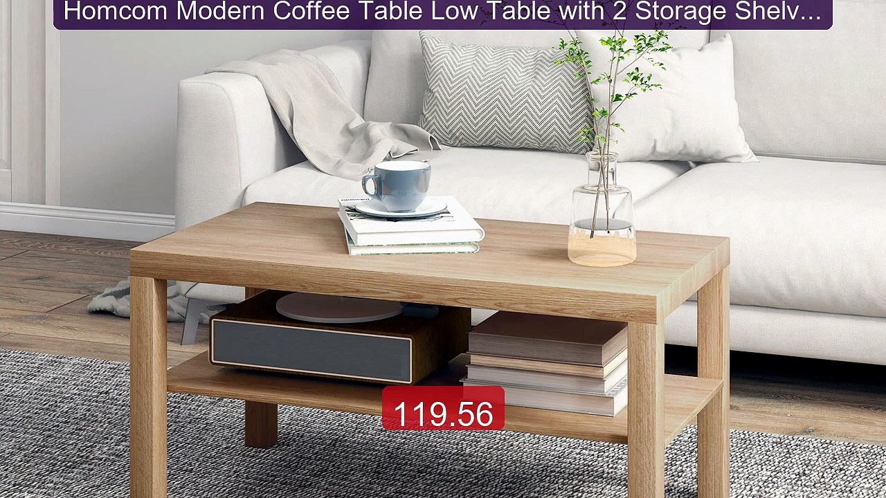 Homcom Modern Coffee Table Low Table with 2 Storage Shelves Coffee... -- Best Deal 2026 | Shop Now!
