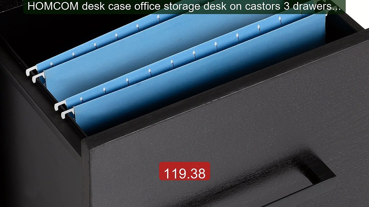 HOMCOM desk case office storage desk on castors 3 drawers 1 Lock 1... -- Best Deal 2026 | Shop Now!