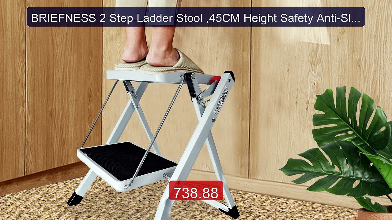 BRIEFNESS 2 Step Ladder Stool ,45CM Height Safety Anti-Slip La... -- Hot Deal 2026 | Limited Offer!