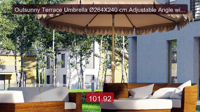 Outsunny Terrace Umbrella Ø264X240 cm Adjustable Angle with... Top Pick 2026 | Unbeatable Price!
