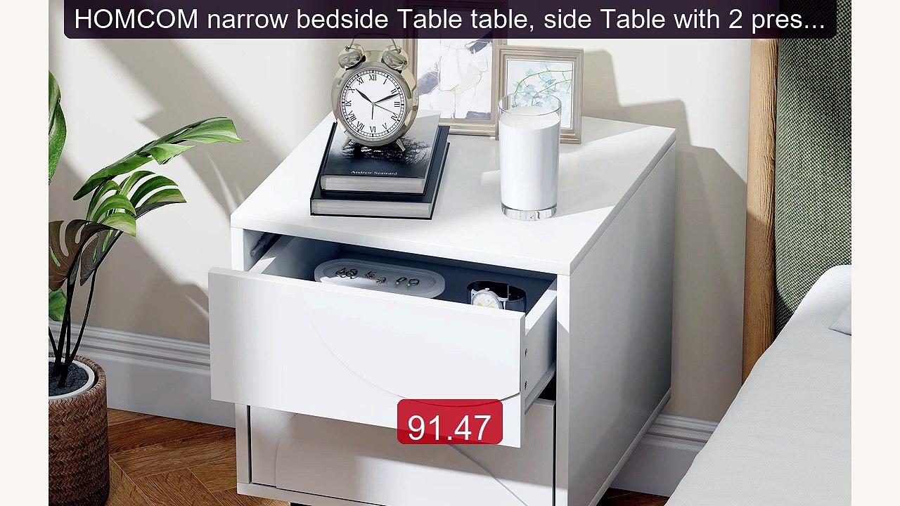 HOMCOM narrow bedside Table table, side Table with 2 press op... -- Amazing Value 2026 | Must Have!