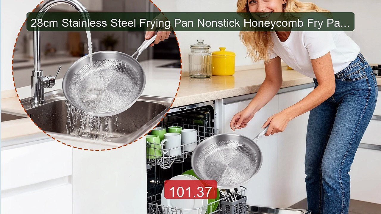 28cm Stainless Steel Frying Pan Nonstick Honeycomb Fry Pan Wit... -- Best Buy 2026 | Great Quality!