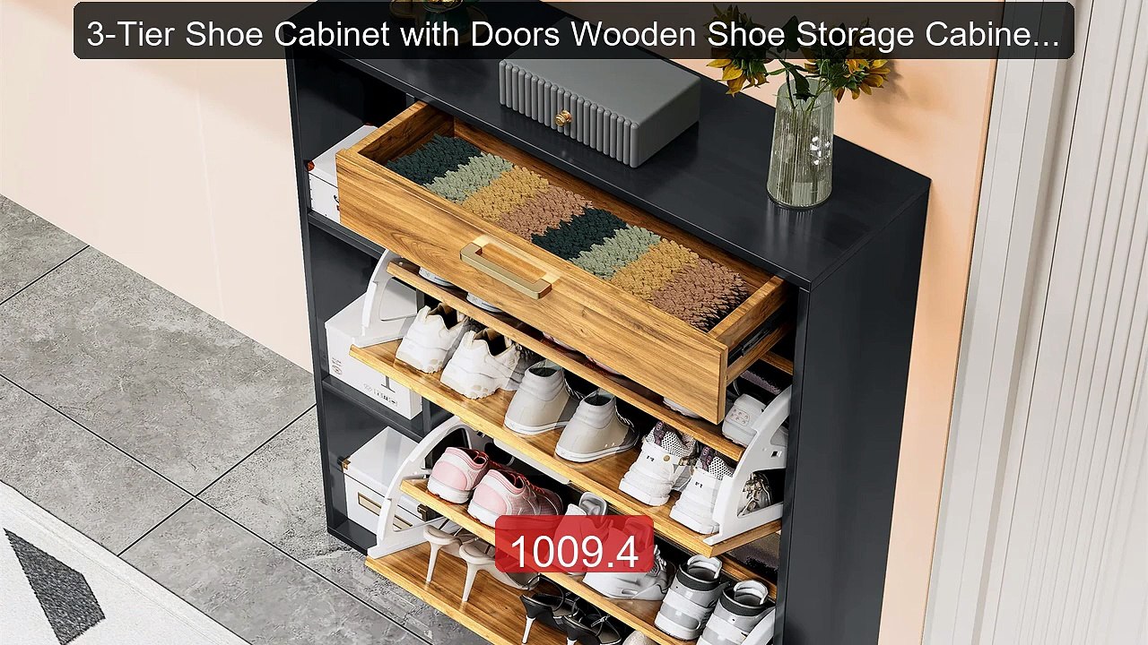 3-Tier Shoe Cabinet with Doors Wooden Shoe Storage Cabinet with Adj... -- Top Rated 2026 | Buy Now!