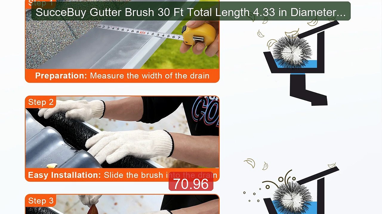 SucceBuy Gutter Brush 30 Ft Total Length 4.33 in Diameter Gutter Cl... -- Top Rated 2026 | Buy Now!