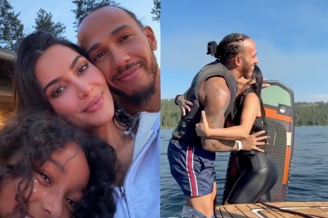 Lewis Hamilton looks happier than ever with Kim Kardashian but not everyone is buying it