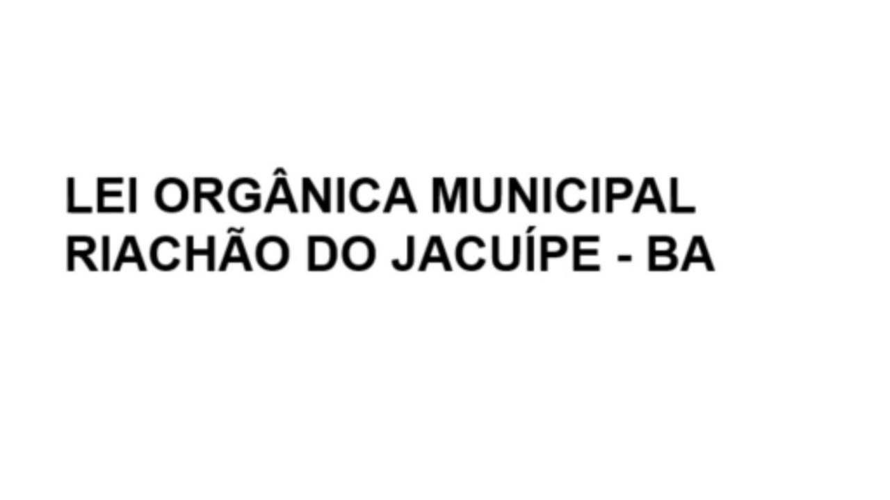 Lei Orgânica de Riachão do Jacuípe Bahia