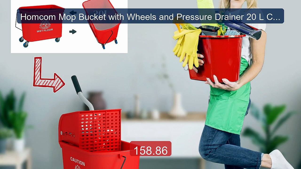 Homcom Mop Bucket with Wheels and Pressure Drainer 20 L Capacity -- Hot Deal 2026 | Limited Offer!