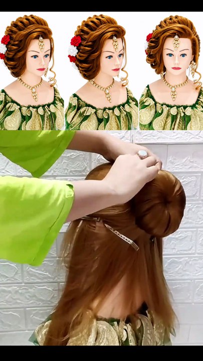 Low messy bun hairstyle for girls wedding