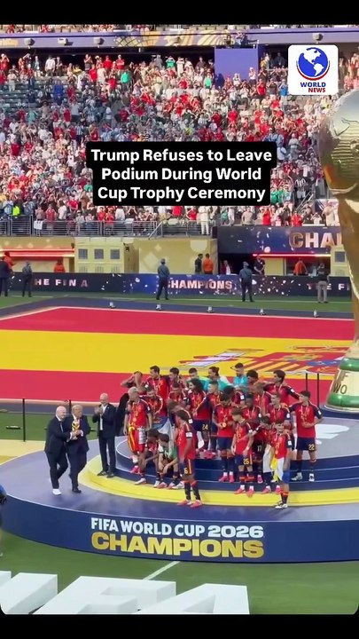 Trump Refuses to Leave Podium During World Cup Trophy Ceremony