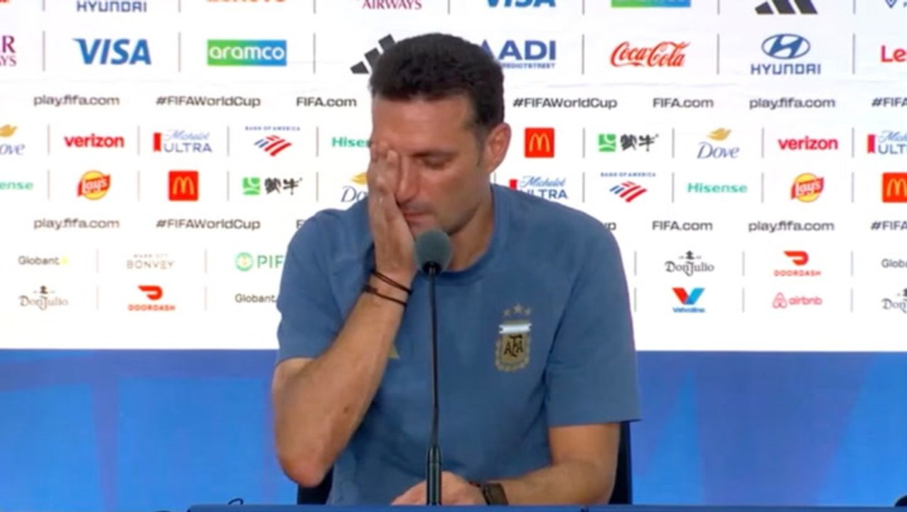 Inconsolable Argentina coach Scaloni quits press conference in tears after Spain defeat